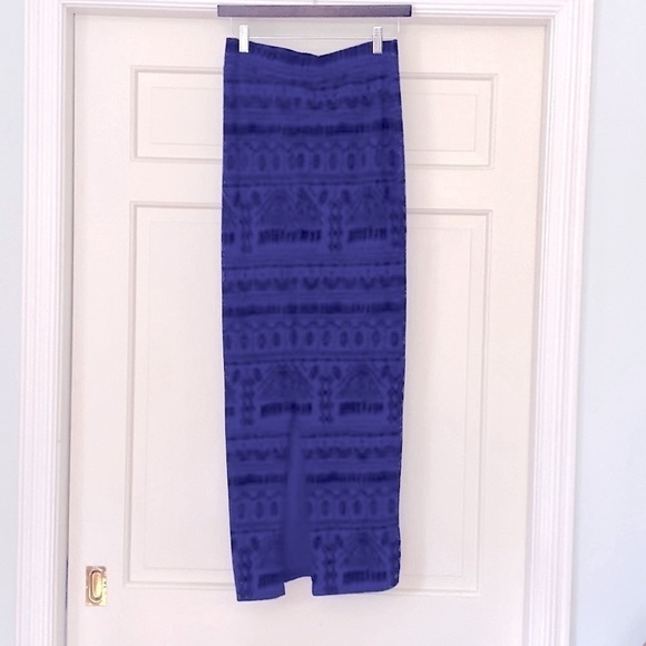 Vintage Aztec 40 Inch Long Maxi Skirt Size Small Royal Blue & Black Cotton - Picture 4 of 6